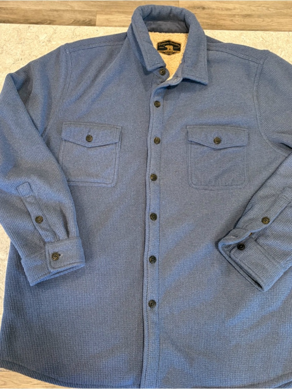 Freedom Foundry Men's Blue Sherpa-Lined Shirt Jacket-XXL
